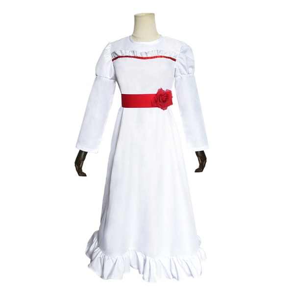 ConjingDoll Annabell Halloween Skräck Vit Klänning Cosplay Kostym S