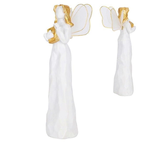 Engel Figur Ornament Harpiks Skulptureret Stue Hjem Dekoration Skrivebord Håndværk Gave