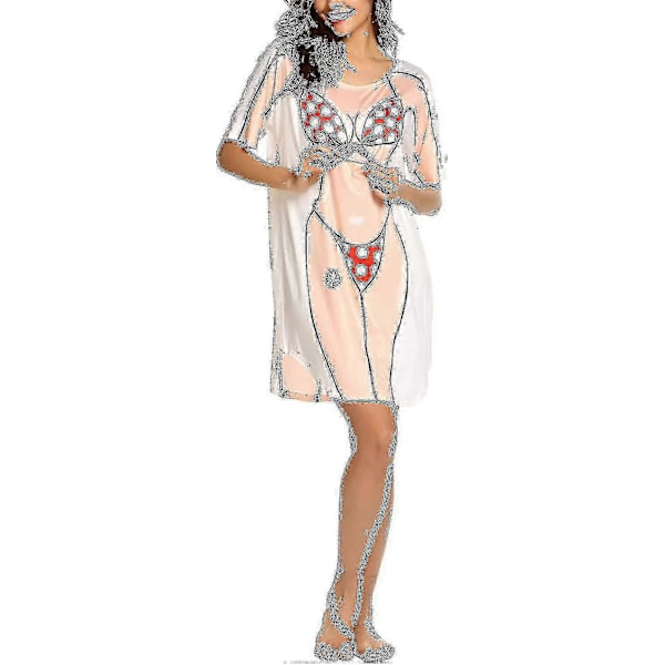 Bikinitröja för damer, kortärmad söt bikini-tryck, cover-up, baggy T-shirtklänning, rolig att bära