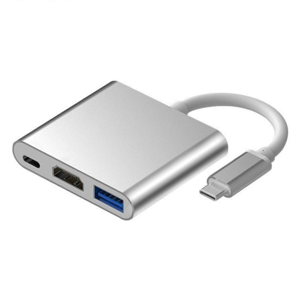 USB C Dockningsstation 3 i 1 Aluminiumlegering 4K HD 5Gbps Överföring Bred Användning USB C Hubb för Laptop Mus Tangentbord