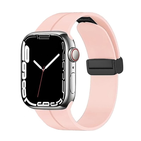 Magnetisk rem för Apple Watch Ultra Band 49mm 45mm 41mm 44mm 40mm 42mm 38mm Silikon Correa Armband Iwatch Series 8 Se 7 6 5 4 Light pink 42mm 44mm 45mm 49mm