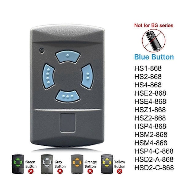 HSM4 868MHz Garageports-/Grindfjärrkontroll HSE2 HSE4 HSM2 HS1 HS2 HS4 HSZ1 HSZ2 HSP4 868 Garage