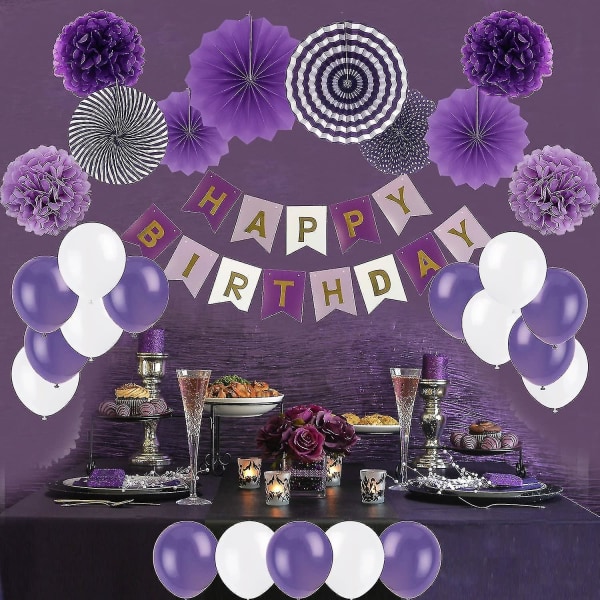 6st Runda Pappersfläkt Party Dekor Blomdekoration. Purple