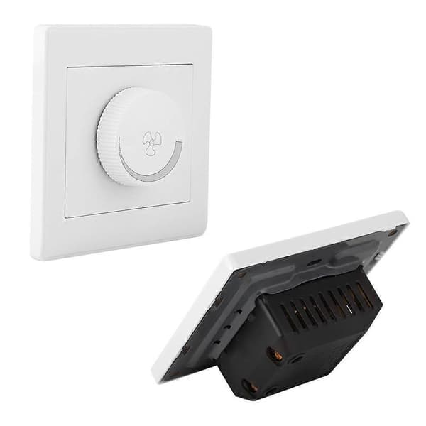 Takfläkt Hastighetskontroll Strömbrytare Vit Väggpanel Vred AC250V 100W 86x86mm