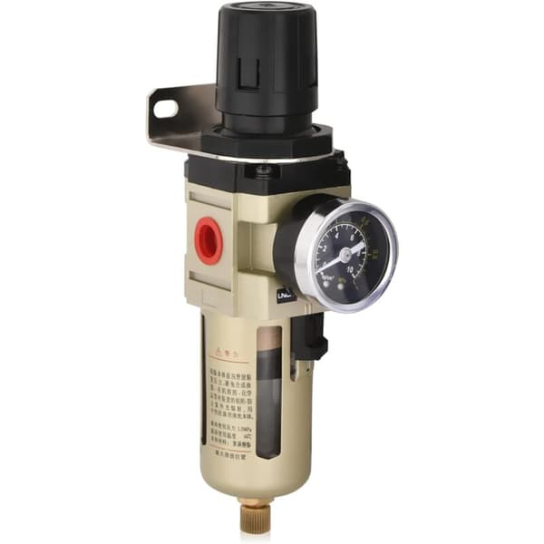 Vannutskiller, trykkregulator, trykkluftregulator for trykkluftkompressor, med metallskjerm, 3/8 tomme filter