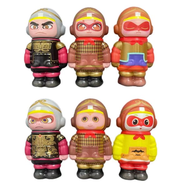 6-pack Monkey King Kläm Dekompressionsleksak Långsam Återhämtning Dekompression Tecknad Ornament Modell