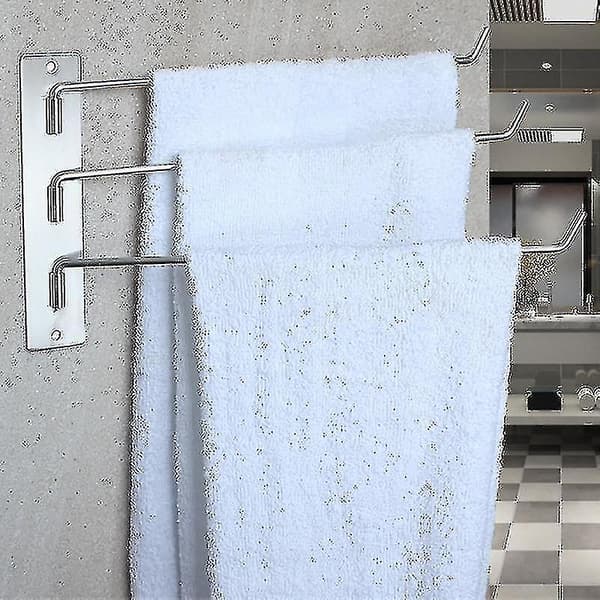 Håndklestativ med 3 armer, 30 cm roterende stenger, børstet rustfritt stål (ruipei)