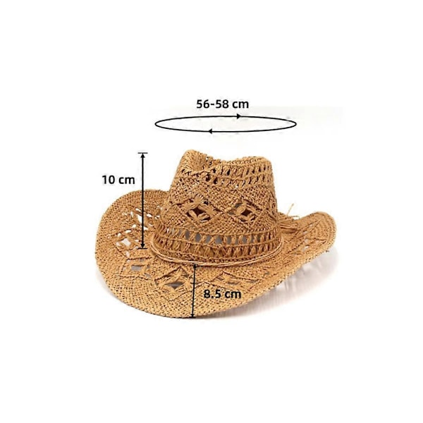 Udendørs Cowboyhatte til Mænd og Kvinder, Håndvævet Stråhat, Åndbar Hvid