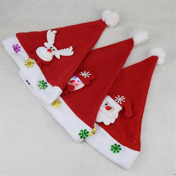 Jul Led Hat Nyår Söta Barn Vuxna Cap Navidad Barn Flicka Hatt Nyår Kostym Jultomten Jul Vinter Presentdekor Christmas hat 4 Adlut 30x40cm