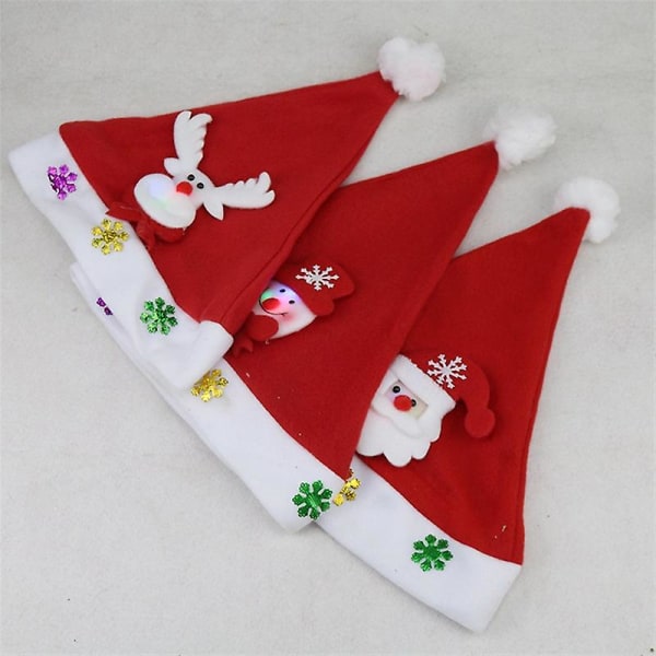 Jul Led Hat Nyår Söta Barn Vuxna Cap Navidad Barn Flicka Hatt Nyår Kostym Jultomten Jul Vinter Presentdekor Christmas hat Child 26x38cm