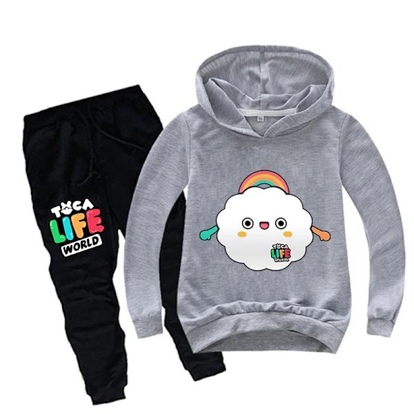Toca Life World Hoodie Byxor 2st Set Barn Tecknad Toca Boca Life World Print Sportdräkt Baby Pojkar Kläder Toddler Outfits Auburn 110(4-5T)