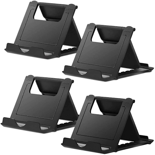 Mobiltelefonställ 4-pack, Universal Tablet Stand Mobiltelefonställ för skrivbord, Kompatibel med alla Android-smartphones (Svart)