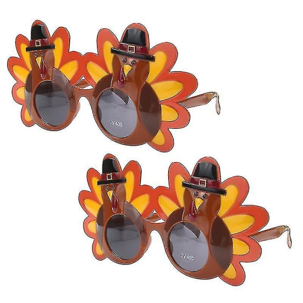 2 st Creative Turkey herrglasögon Thanksgiving glasögon tecknade solglasögon Happy Thanksgiving maskeradglasögon