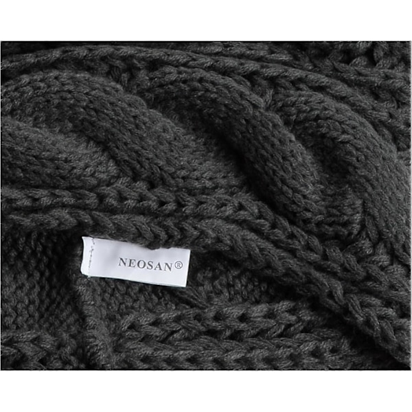Dame Tyk Ribstrikket Vinter Infinity Circle Loop Halstørklæde Premium Twist Charcoal