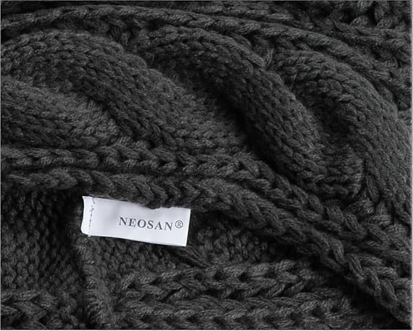 Damers Tykk Ribbestrikket Vinter Infinity Circle Loop Skjerf Premium Twist Charcoal
