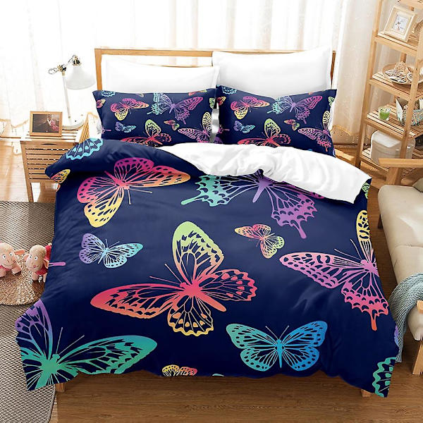 But08 Butterfly Cover Printed Sängkläder Set Påslakan Quilt Cover Örngott Barn Present AU single 140x210cm