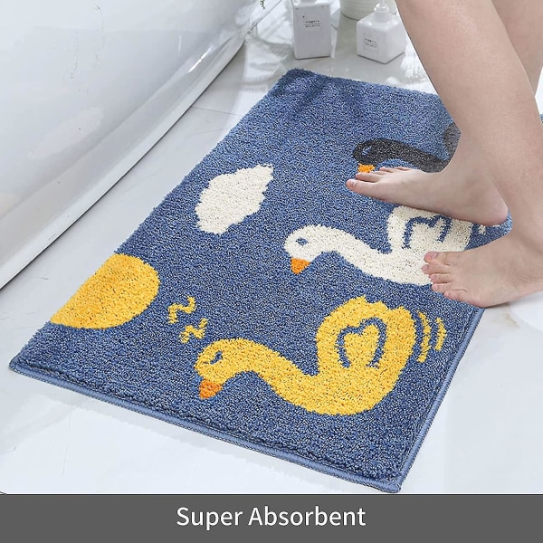 Tflycq Badrumsmatta, Halkfri Söt Cartoon Duck Badmatta, Ultra Mjuk vattenabsorberande Badrumsmatta, Maskintvättbar Badkarsmatta För Badkar, Dusch Och Badkar White cat