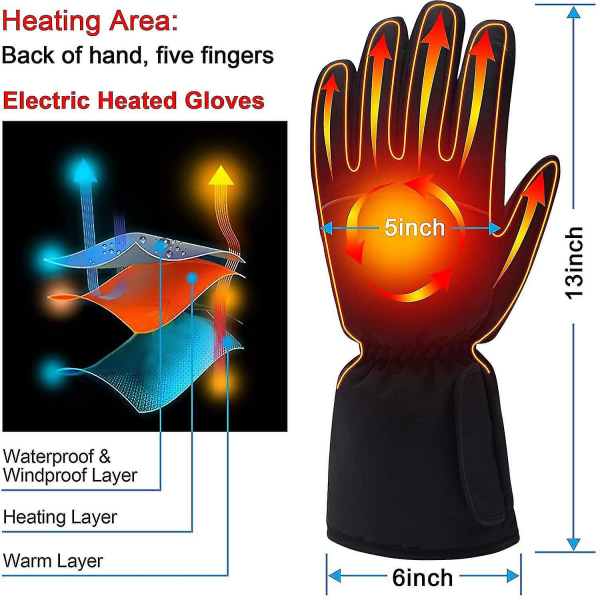 Eluppvärmda handskar, bärbara thermal handskar för batteriuppvärmning, vattentät pekskärm