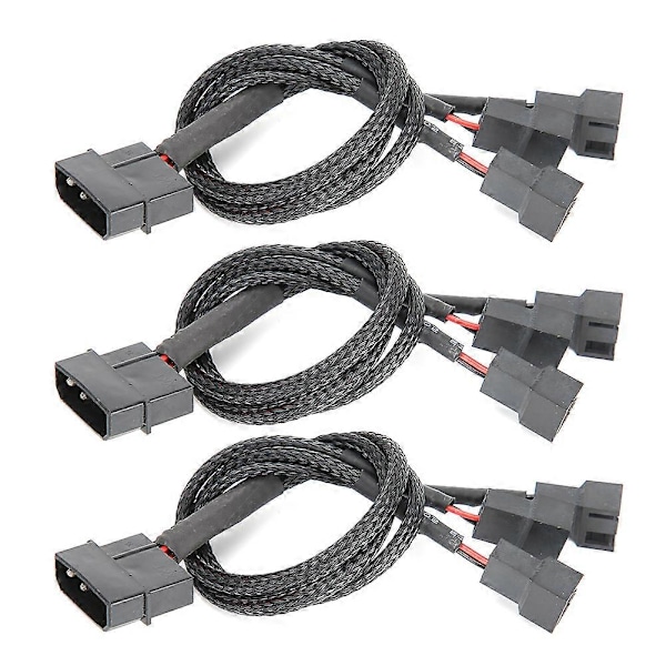 3st Förlängningskabel 1 till 3-vägs Splitter Sleeved 4Pin till 4Pin 3Pin 3Pin Adapter