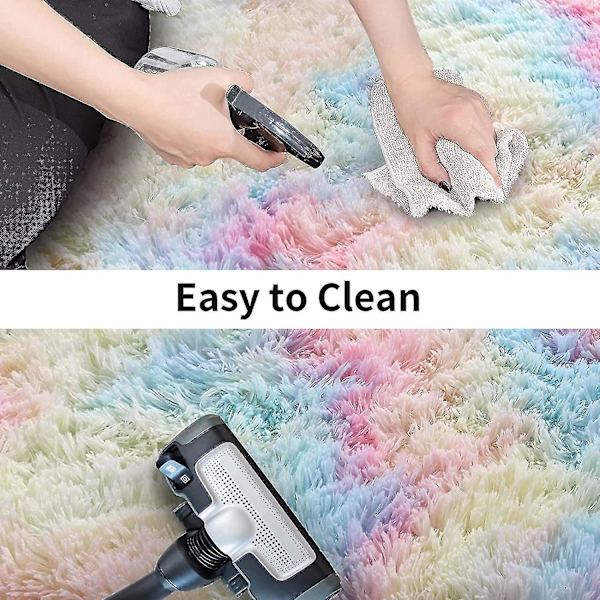 Tflycq Fluffy Area Mattor, 3x5 Fot Regnbågsmatta, Ultra Mjuk inomhus Moderna plyschmattor För Vardagsrum Sovrum Barnrum Barnrum Heminredning, uppgradering