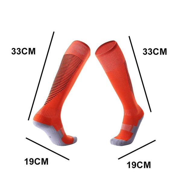 Fotbollsstrumpor över knäet, förtjockade handduksstrumpor för män Halkfria sportstrumpor för vuxna orange