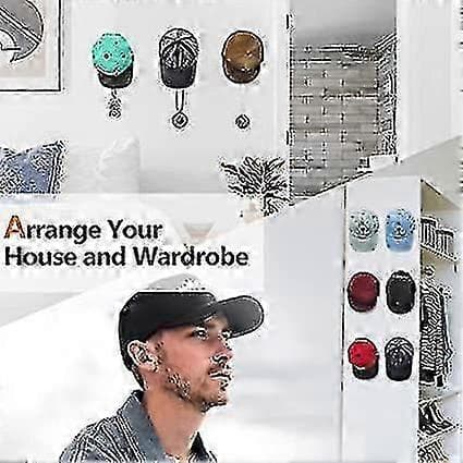 Selvklæbende Hattehylde Vægmontering Baseball Hat Krog Multipurpose Ha10pcsblack