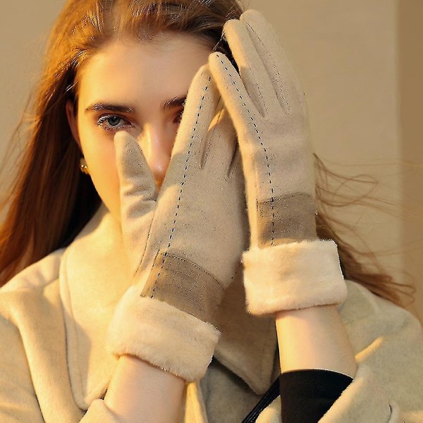 Vintervarma thermal med pekskärm med vindtäta fleecehandskar Skidåkning Xs-xxxl Apricot M