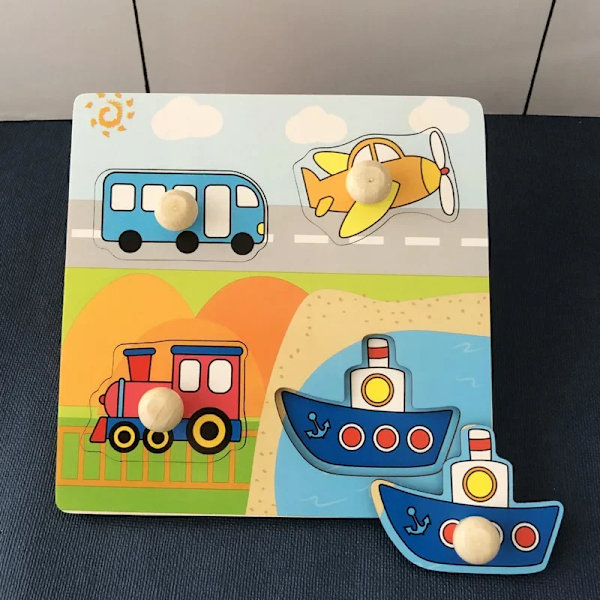 3D-pussel Träleksaker Handskrapbräda för barn för 1 2 3 år Baby Montessori tidig utbildning Frukt Kognitiv pusselleksak 5