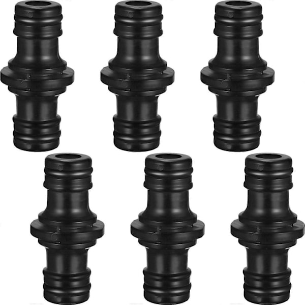 6 Stykker Dobbel Hannslangekobling Rørfittings for Sammenføyning av Hageslange (Svart)