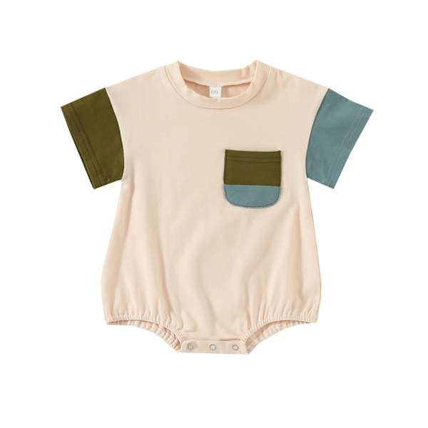 Nyfödd Jumpsuit Söt Patch Pocket Kortärmad Sommar Jumpsuit style 2 0-6Months
