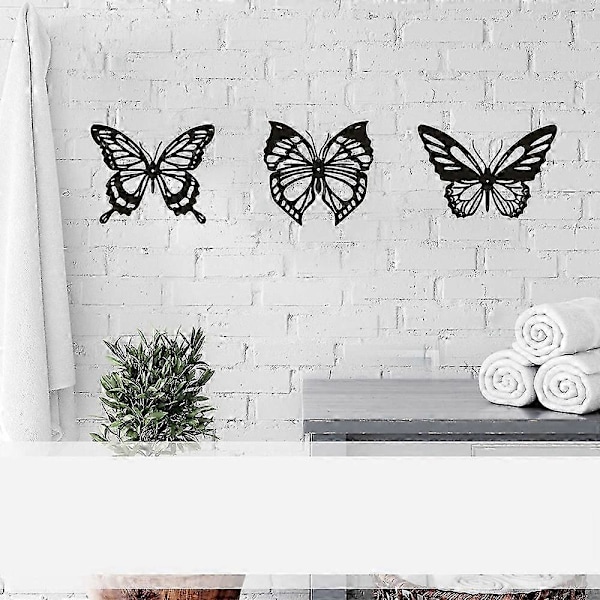 3 st Butterfly Metall Väggdekor Metall Väggdekoration Bondgård Rustik Hemmakontor Sovrum Dekor