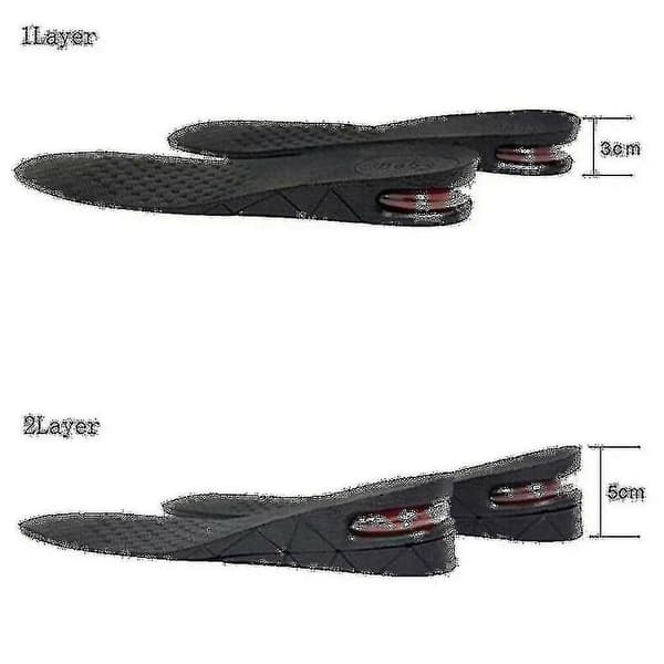 Unisex 3cm 5cm 7cm eller 9cm Hælhøjde Forhøjelse Sko Indlægssåler (Sort) 1 Layer(3cm)