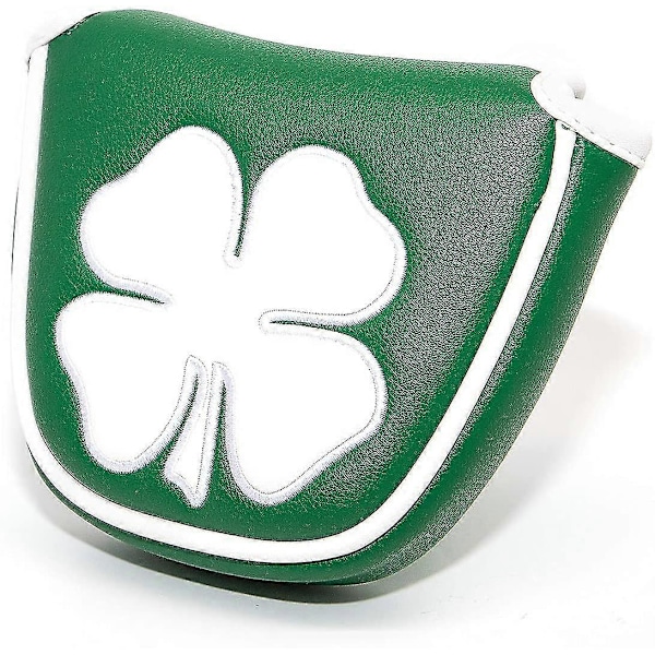 Golf Green Vit Shamrock Golf Headcover Huvudskydd Magnetisk Mallet Putter Klubbskydd