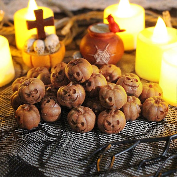 20 stk. Halloween Mini Gresskarfigur Miniatyr Smilende Ansikt Gresskarstatue Resin Gresskarskulptur Hjemmekontor Skrivebordsdekorasjon Festivalpynt