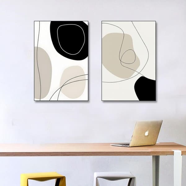 Modern geometrisk abstrakt linjeaffisch - Set om 2 - För vardagsrum, sovrum - Utan ram - A. 30 x 40 x 2
