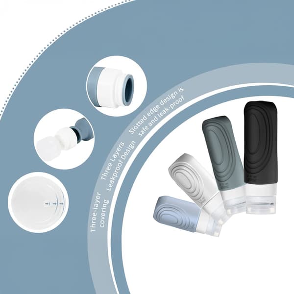 Rejsestørrelse Silikone Toiletrybeholder Sæt - 17 Dele Sort Black 230
