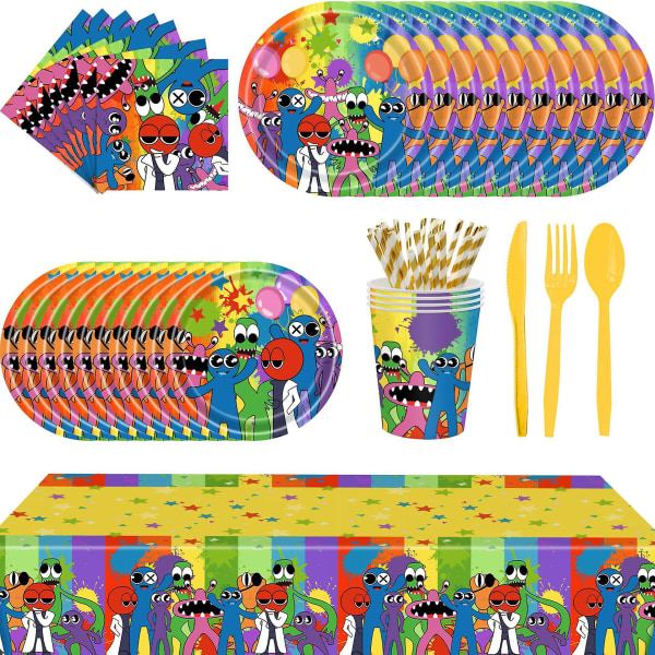 Rainbow Friends tema tecknad festtillbehör Tablecloth 137*274cm