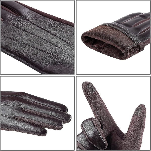 Vintermode läderhandskar för män. Med pekskärmshandskar SMS-finger L