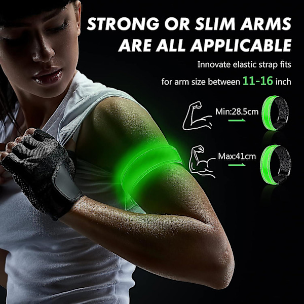 2-pack Laddningsbara LED-Armband - Hög Synlighet Löpning Grön