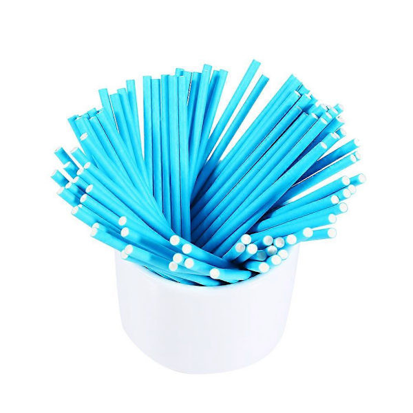 100 st/set Färgglada Lollipop-pinnar Cake Pop-pinnar för godis Choklad 10cm Blå