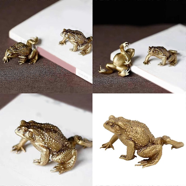 Miniature Figur af Messing Tudser Antik Frø Statue Ornament til Forretningsfolk og Fengshui-entusiaster Gave