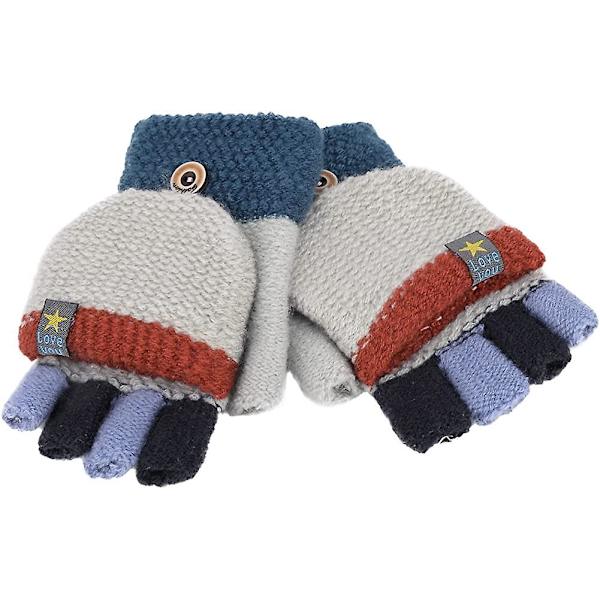 Stickade halvfingerhandskar Unisex varma handskar för tjejer