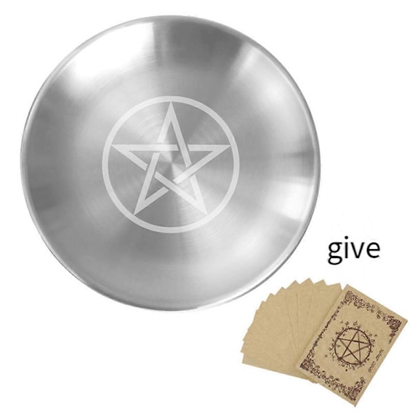 Pentagrammi- ja Kuukuvioinen Koristeellinen Metallinen Säilytystarjotin Sopii Tarot-koruille ja Rituaalikoristeille