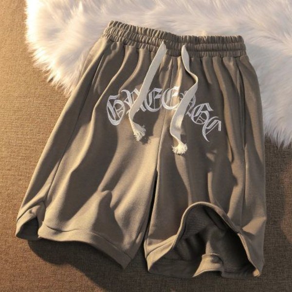 Retro basketshorts för män Street Letter broderade shorts Beige XL