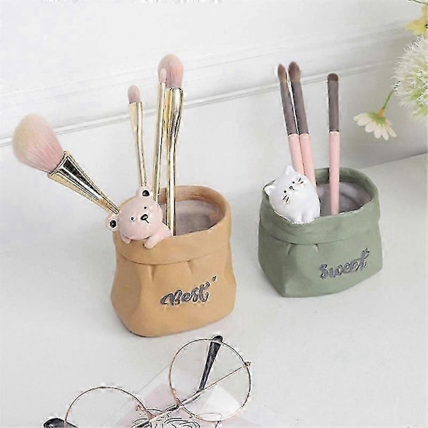 Trädgård Retro Imitation Papperspåse Form Resin Suckulent Blomkruka Skrivbordsdekoration Förvaring Blomkruka B