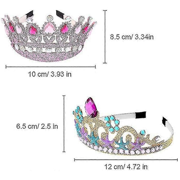 3 stk. Prinsessekrone, Prinsessekroner til piger, Børne Prinsesse Tiara Krone, Prinsesse Guld Krone Tiara, Glitrende Krone Hårbøjle, Til Piger Børne Fødselsdag