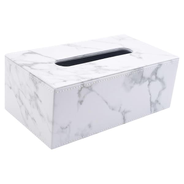 Rektangulær Marmor PU Læder Tissue Box Cover Servietholder Papirhåndklæde Dispenser Beholder til Hjemmet