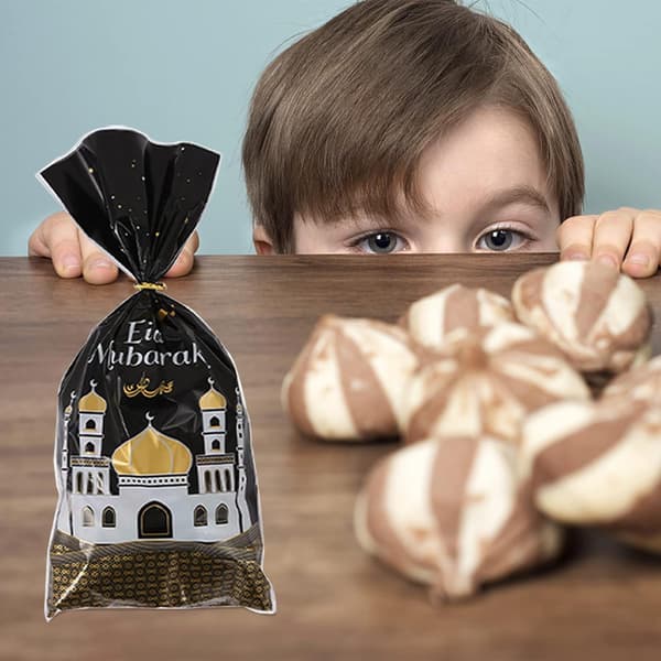 100 kpl Eid Mubarak -juhlapusseja, Eid Mubarak -lahjapusseja 100 kullanvärisellä sulkijalla
