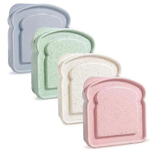 4 stk. Sandwichbeholdere kompatible med matbokser, gjenbrukbar sandwichboksbeholder kompatibel med barn, sandwichholder brødbeholder