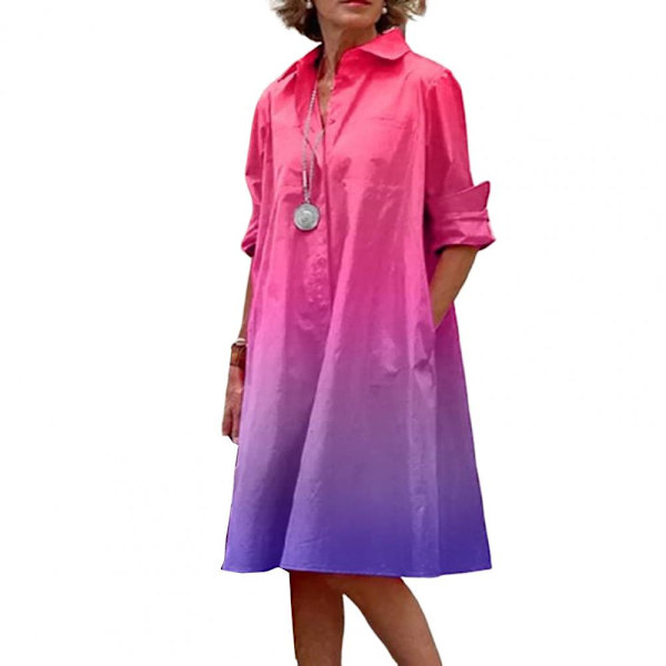 Sommar Populär Enfärgad Polka Dot Print Sexig Skjorta Sommarklänning Lös Pocket Dress A9SYDDG2306144 2XL
